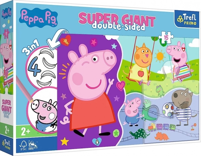 Kæmpe puslespil med 15 brikker – lær den glade PEPPA PIG at kende