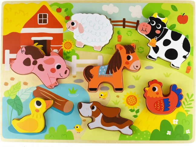 Træ-Montessori indsætningspuslespil bondegård TOOKY TOY