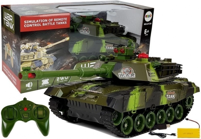 stor rc-tank 2,4 ghz med lys og lyde, grøn