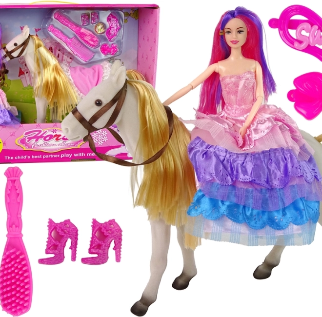 Marionet prinsesse med hvid hest