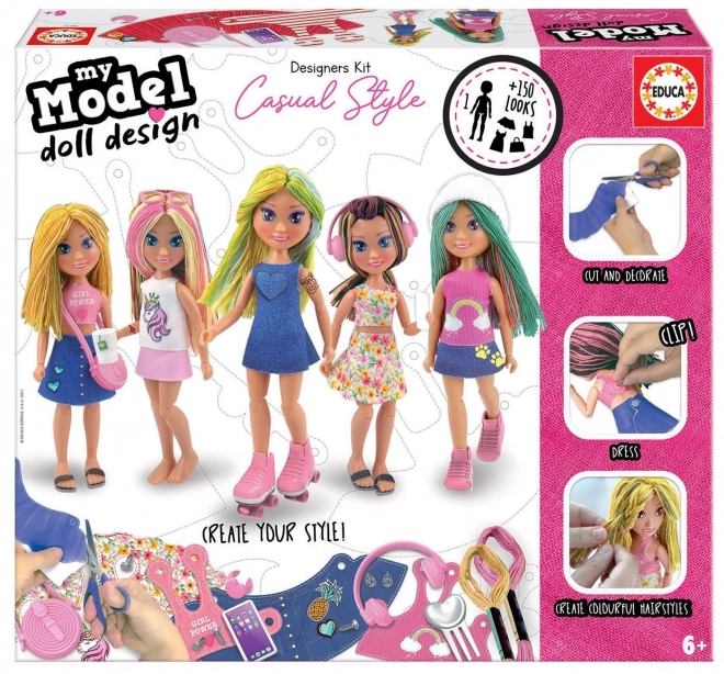 EDUCA Kreativt sæt My Model Doll Design: Casual stil