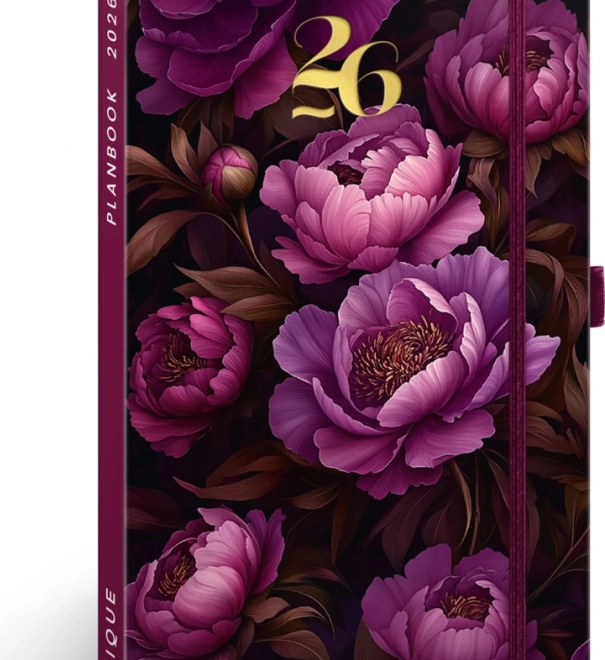 Notique kalender og notesbog Lilla blomster 2026