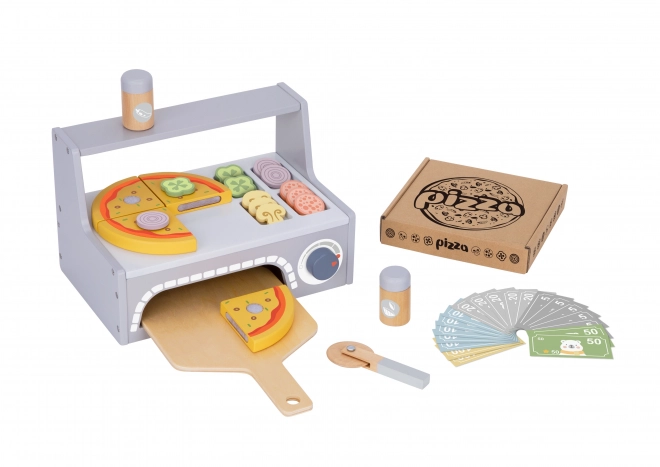 Tooky Toy træ pizza sæt med tilbehør