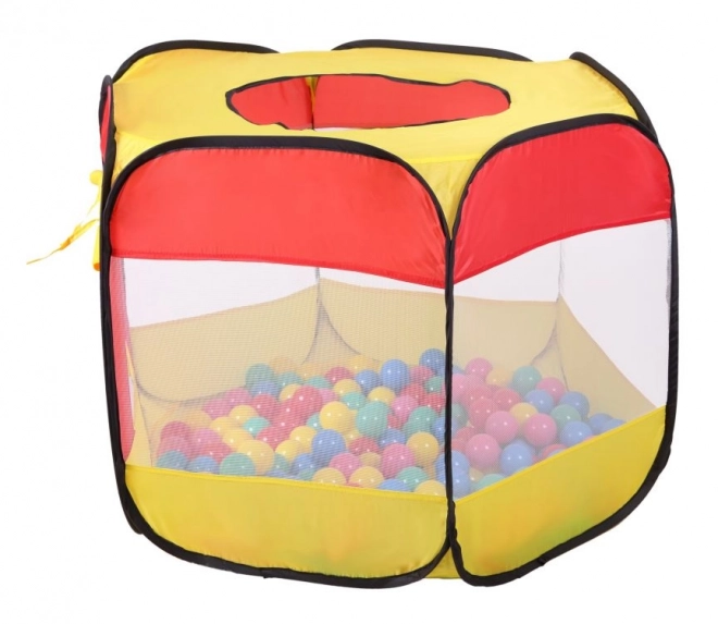 PIXINO Tør pool, telt med bolde rød-gul