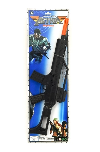 Pistol/Maskinpistol glitrende plast 53cm med svinghjul på kort