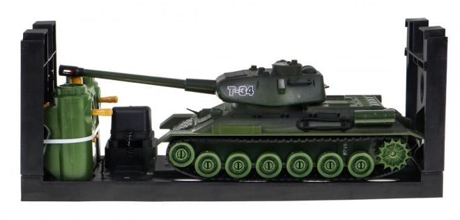 Fjernstyrede 2 tanke T-34 vs. Tiger til børn 3+ Skydemodeller 1:28 + Stor tankkamp + Lysende lyde