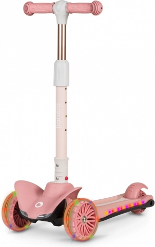 Børne trehjulet løbehjul med LED LIONELO Timmy Pink Rose