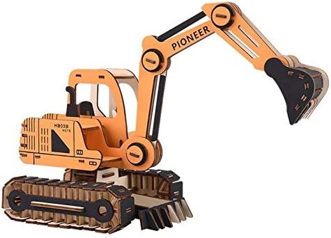 Woodcraft Træ 3D puslespil Gravemaskine orange