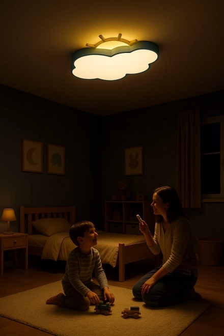 Børneværelse lofts LED lampe Chmurka med fjernbetjening blå