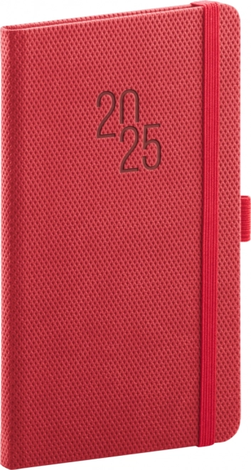 Lommejournal Diamante 2025, rød, 9 × 15,5 cm