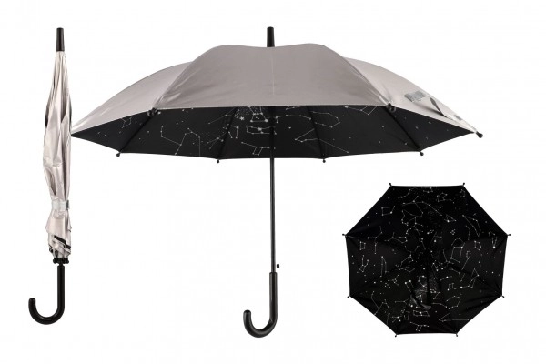 Paraply stjernenhimmel udskydelig 70cm metal/plast sølvfarvet i pose