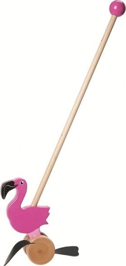 træskubbelegetøj flamingo på pind nature planet