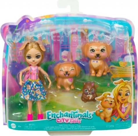 Enchantimals dukke Gerika Golden Retriever med hvalpe og egern