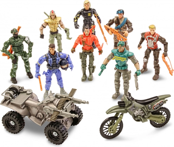 The Corps soldater med motorcykel – sæt med 8 figurer 11 cm