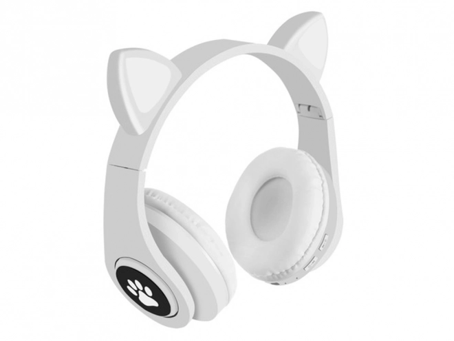 Trådløse hovedtelefoner bluetooth radio fm mp3 katteører LED belysning – Hvide