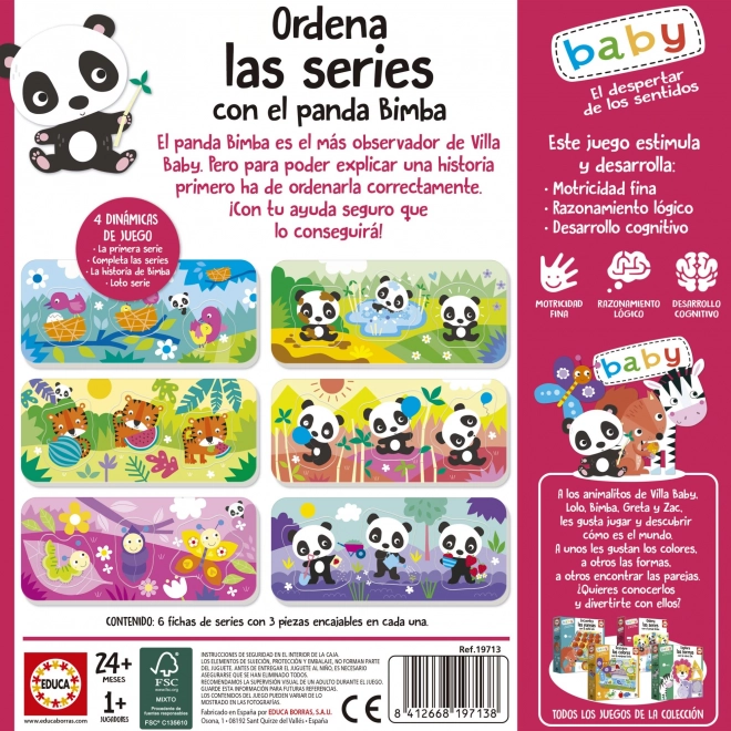 EDUCA Baby indsætning Panda Bimba og venner 6x3 brikker