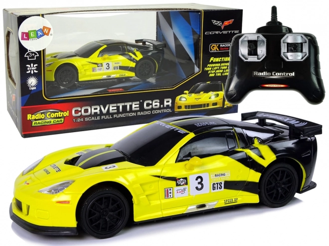 Sportsbil R/C 1:24 Corvette gul C6.R 2.4 G lys