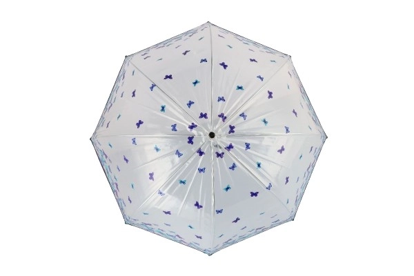 Gennemsigtig paraply med sommerfugle plast/metal 80 cm i pose
