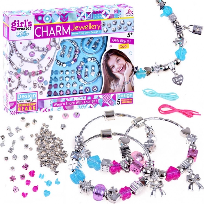 Kreativt sæt til fremstilling af armbånd med charmsvedhæng