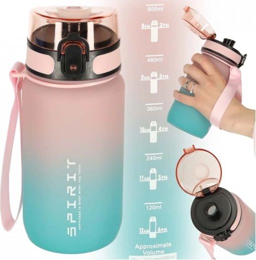 Sportsvandflaske med tud 600 ml rosa-blå