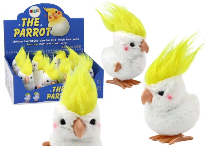 Skruelig plysdyr Jumping Parrot Ornament Hvid
