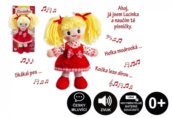 Tjekkisk syngende tøjdukke Lucinka - 30 cm