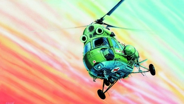Model Kliklak Helikopter Mil Mi-2 27,6x30cm i kasse 34x19,5x5,5cm