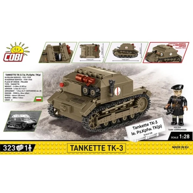 Tankmodel TK-3 til byggesæt, 323 dele
