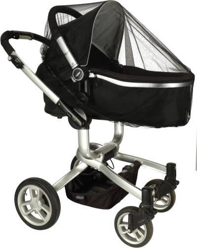 Universelt elastisk myggenet til barnevogn 140 cm – sort