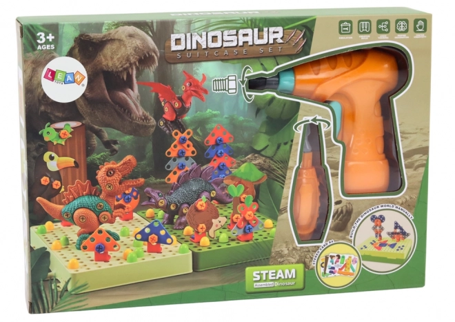 3D konstruktionspuslespilsblokke DIY Dinosaurer Skilbart Boremaskine