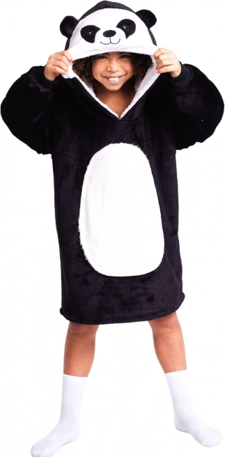 Cozy Noxxiez CH326 Panda - varm tv-hoodie-tæppe med hætte til børn 7 - 12 år