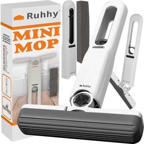 Kompakt mini mop med ekstra rengøringshoveder