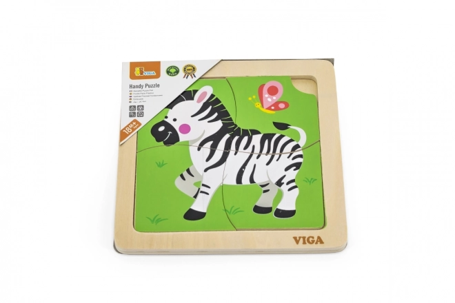 Træpuslespil 4 dele- zebra