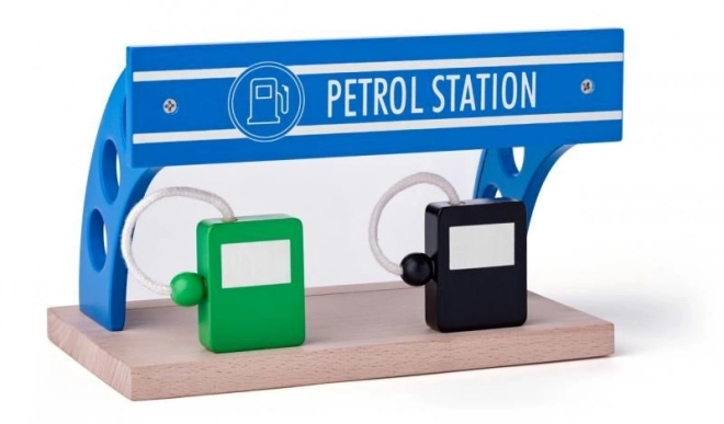Trælegetøj Benzinstation