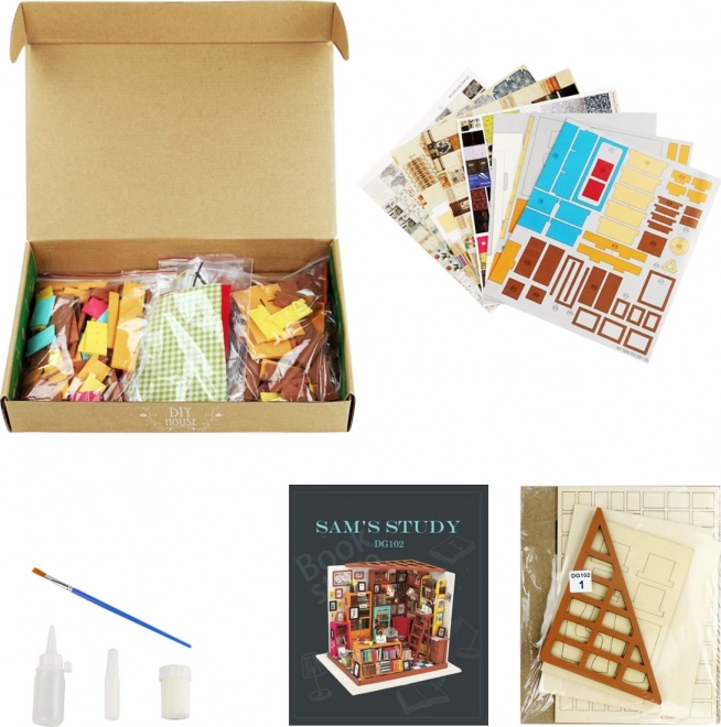 Samovas studie - Bibliotek DIY Miniature Dukkehus