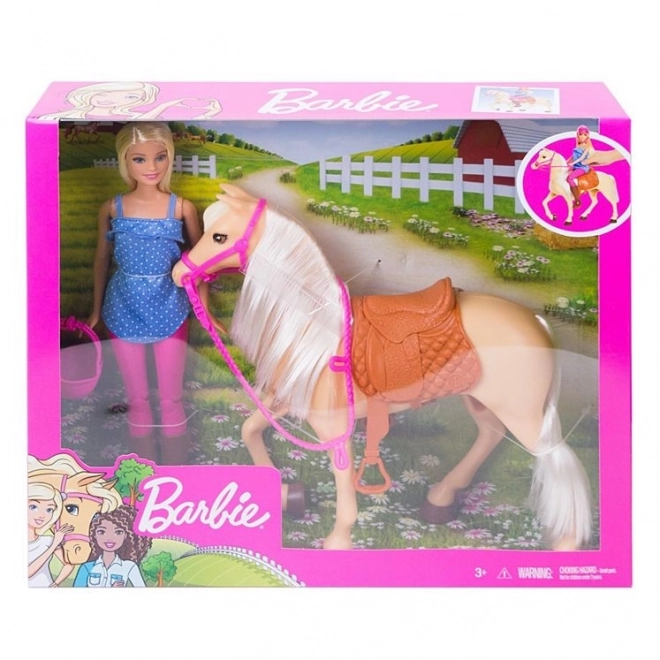 Barbie ridningssæt med hest