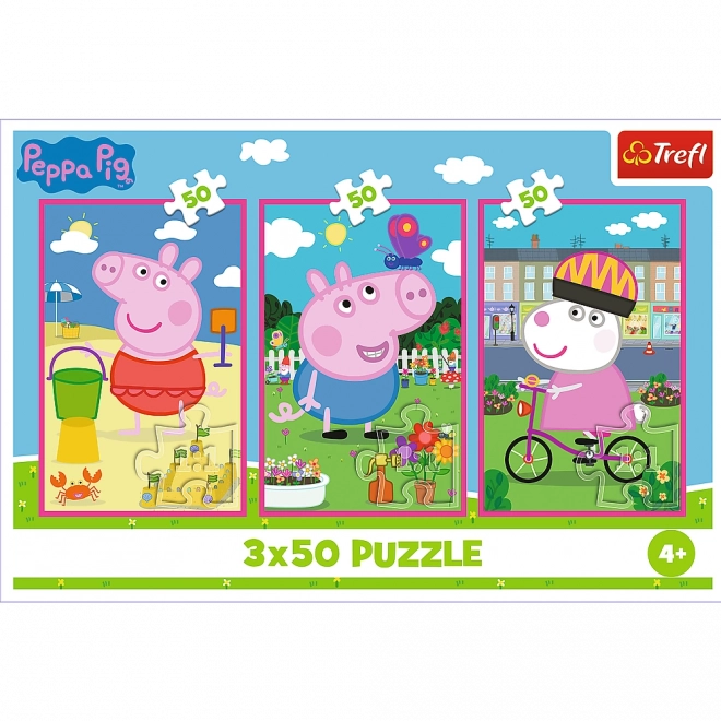 Puslespil 3x50 Peppa Pig - Styrken af venskab