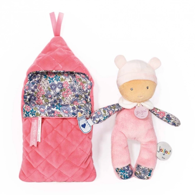 Doudou Jolijou Miminko i betrækbar dyne 20 cm – lyserød
