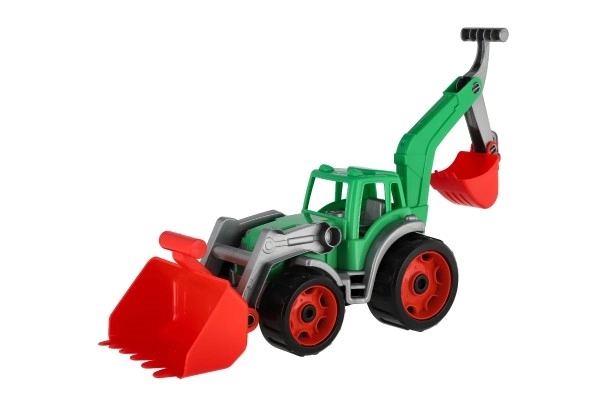 Traktor med skovl og gravemaskine