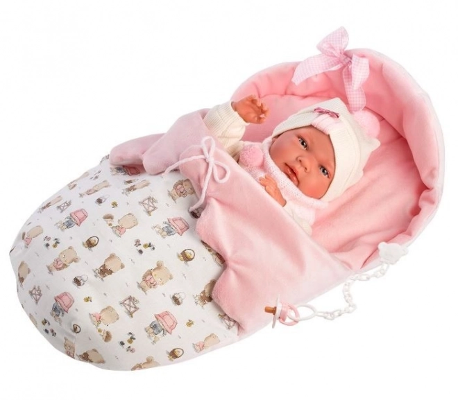 Llorens 73884 NEW BORN PIGE - realistisk babydukke med hele kropp i vinyl - 40 cm