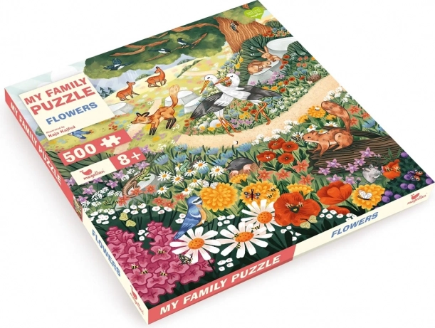 Familiepuzzle Blomster og skovdyr 500 brikker