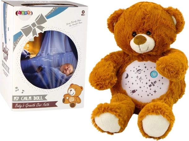 Plysbamse med søvnfunktion med nat- og dagtilstand – brun