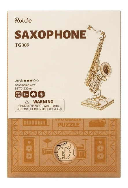 Saxofon - 3D træbyggeklods