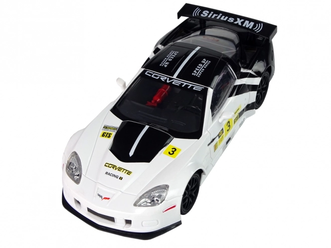 Racer fjernstyret bil R/C 1:18 Corvette C6.R Hvid 2.4 G Lys