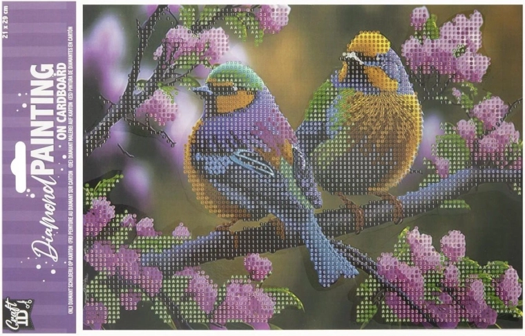 Diamantmaling på plade Fugle 29 × 21 cm