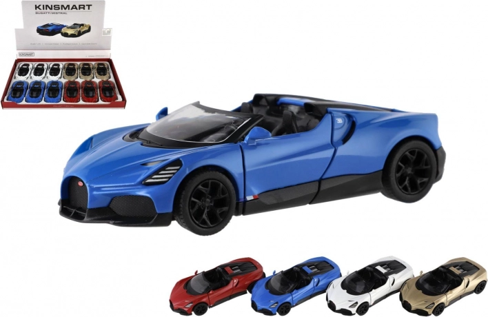 metal modelbil Kinsmart Bugatti Mistral 13 cm med pull-back og åbne døre