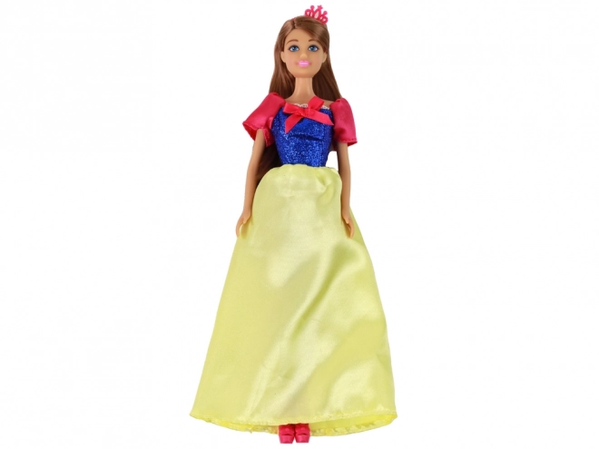 Dukke Anlily Prinsesse med langt mørkt hår og gule kjole