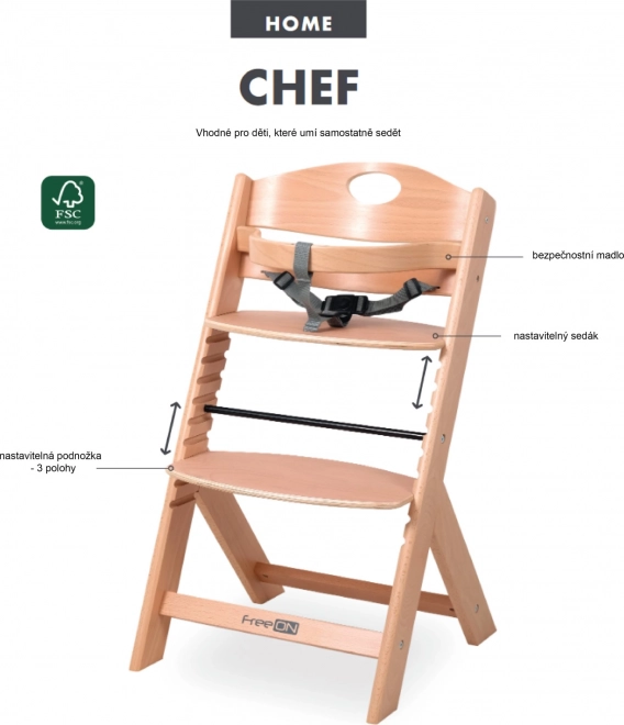FreeOn Træ Højstol Chef Natur
