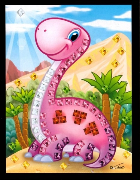 Mozaik billede mini glitrende dinosaur 10x12cm mix varianter