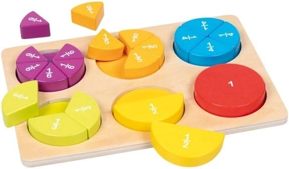 Træpuzzle til læring: Brøker